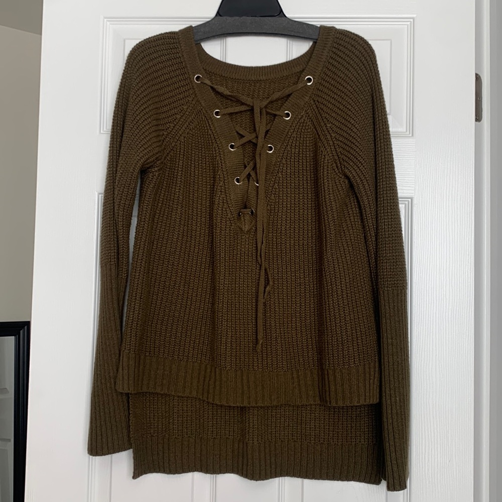 Women’s knitted laced front sweater
